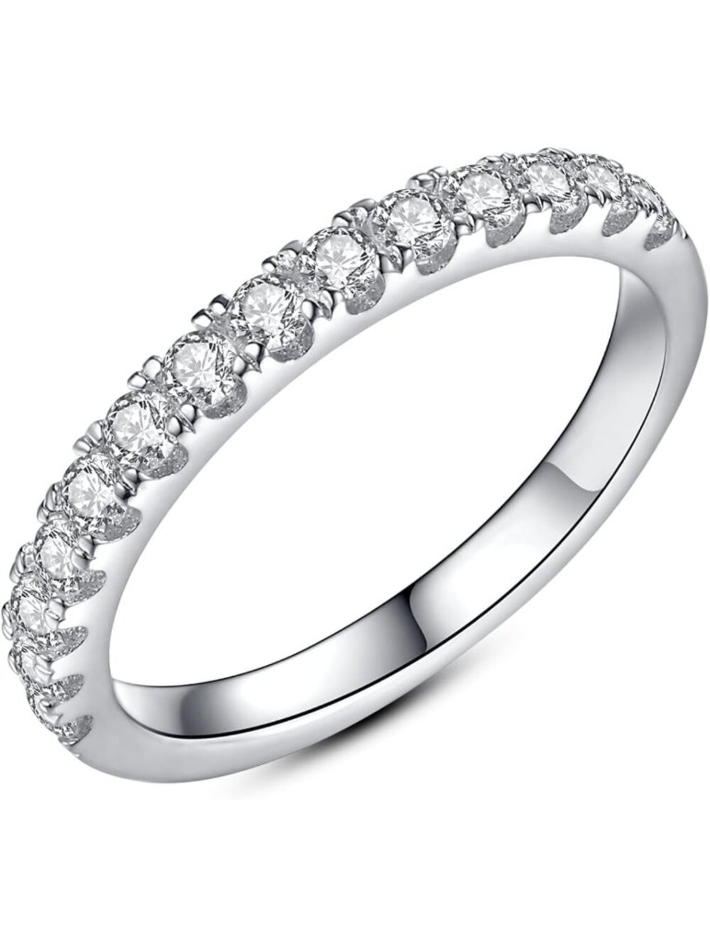 Moissanite Wedding Band for Women - 925 Sterling Silver Eternity Stackable Ring
